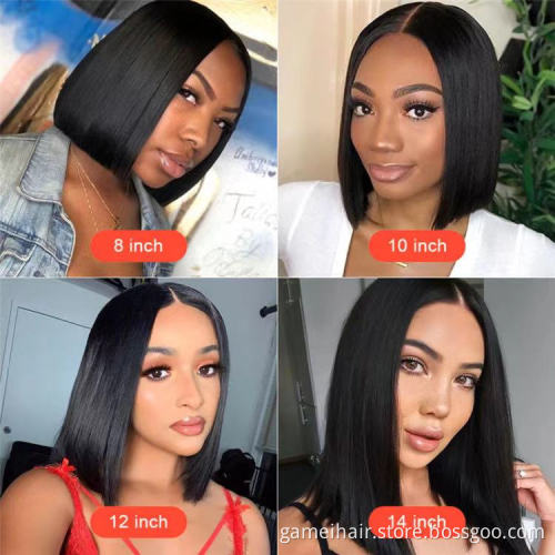 Cheap Raw Indian Virgin Human Hair Straight Hd Full Lace Frontal Bob Wigs Natural Human Hair Transparent Lace Front Wig Vendor